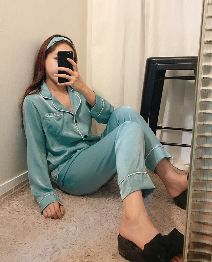 Free Shipping sexy silk pajamas set of seven pajam