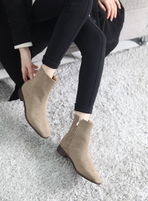 Basic Ankle Boots 3cm Black Brown Suede Khaki 3cm 