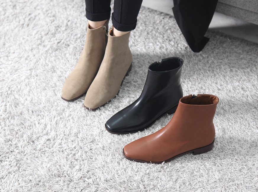 Basic Ankle Boots 3cm Black Brown Suede Khaki 3cm 