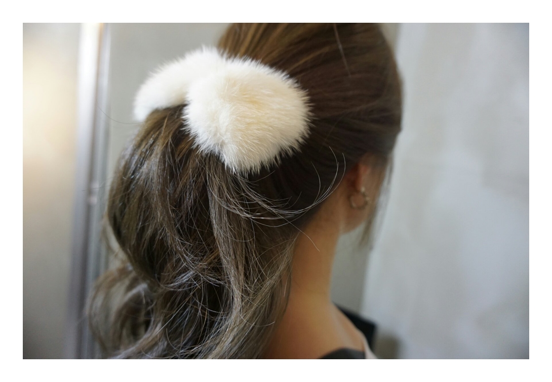 Hair Accessories Real Mink Ribbon Hairpin Accessor