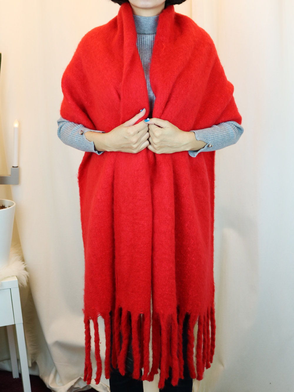 Mouton Vivid Cashmere Shawl Muffler 3colors Luxuri