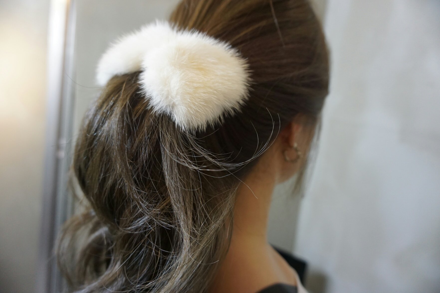Hair Accessories Real Mink Ribbon Hairpin Accessor