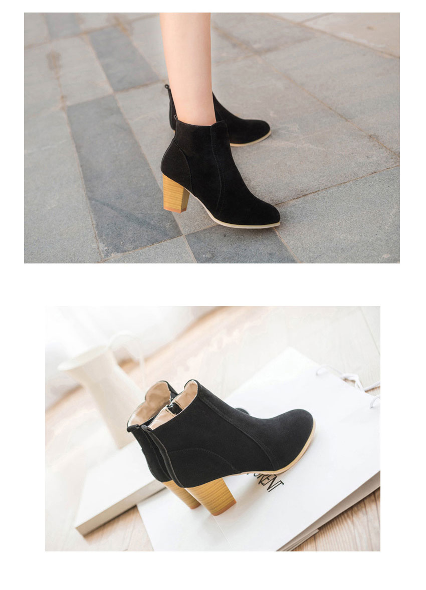 Women's Ankle Side Zipper Suede Angle Boots Rou