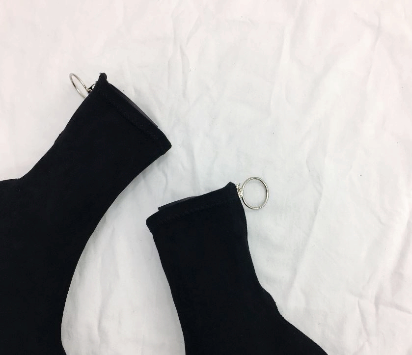 Suede span angle short boots heels 2color woman zi