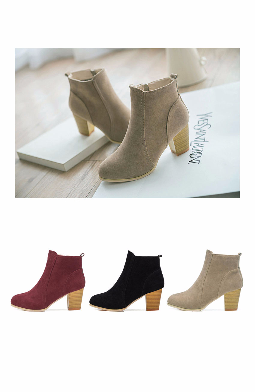 Women's Ankle Side Zipper Suede Angle Boots Rou