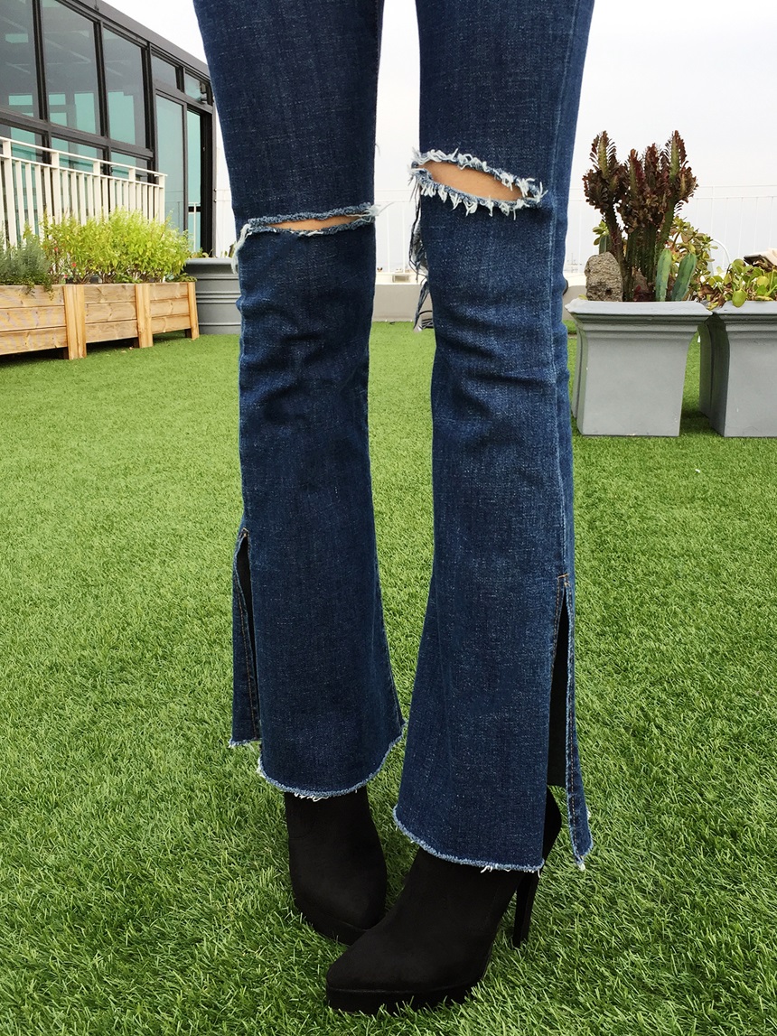 Jeans Fit Suede Angle Boots Cheil Hill Heels Over 