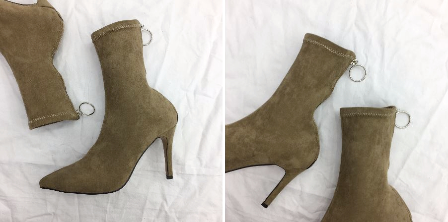 Suede span angle short boots heels 2color woman zi