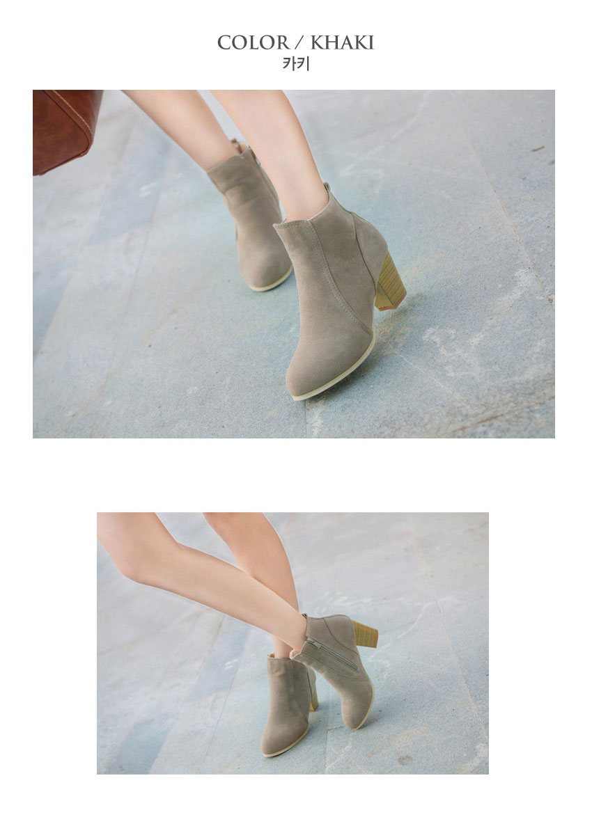 Women's Ankle Side Zipper Suede Angle Boots Rou