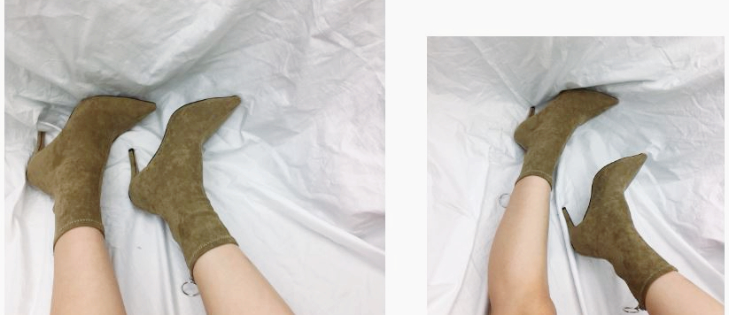 Suede span angle short boots heels 2color woman zi