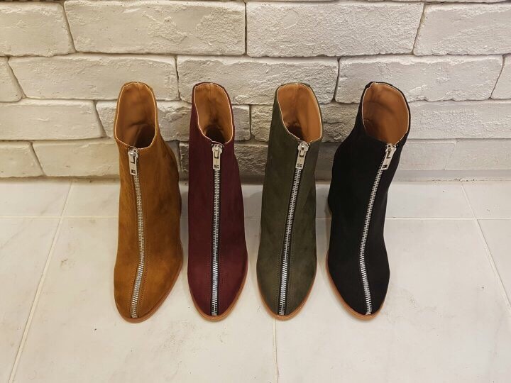 Elite Line Zipper Point Ankle Boots Suede Angle Fa