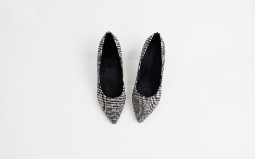 Fabric Check Pumps Lining, Middle-heeled Bashy bem
