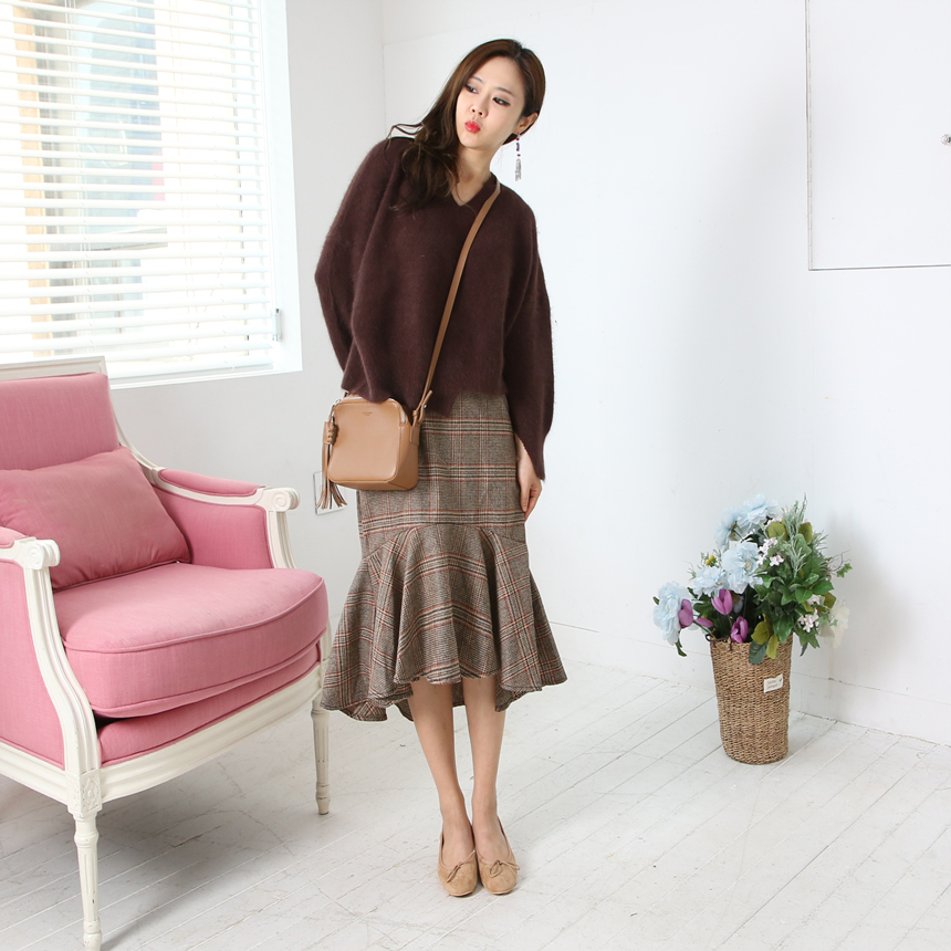 Checked Mermaid Unavailable Fall Winter Woolen Loo