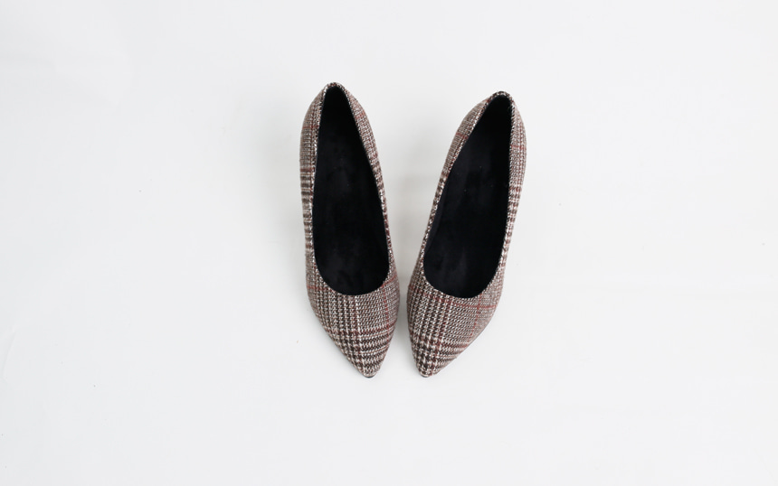 Fabric Check Pumps Lining, Middle-heeled Bashy bem