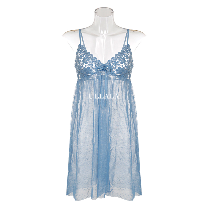 Domestic genuine salon Dark blue pajamas Sexy slip