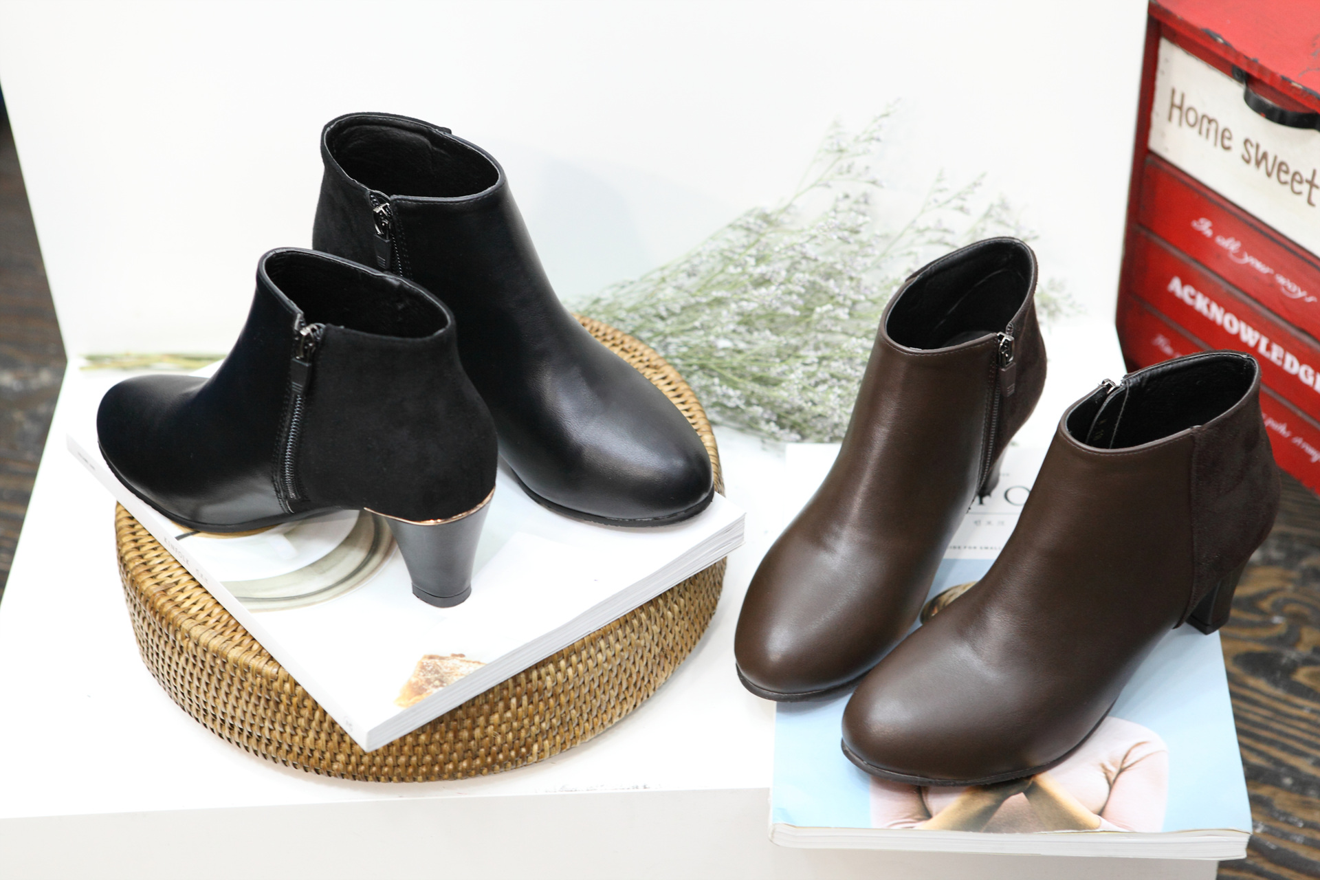 Color suede latex cushion angle boots 2 color shoe
