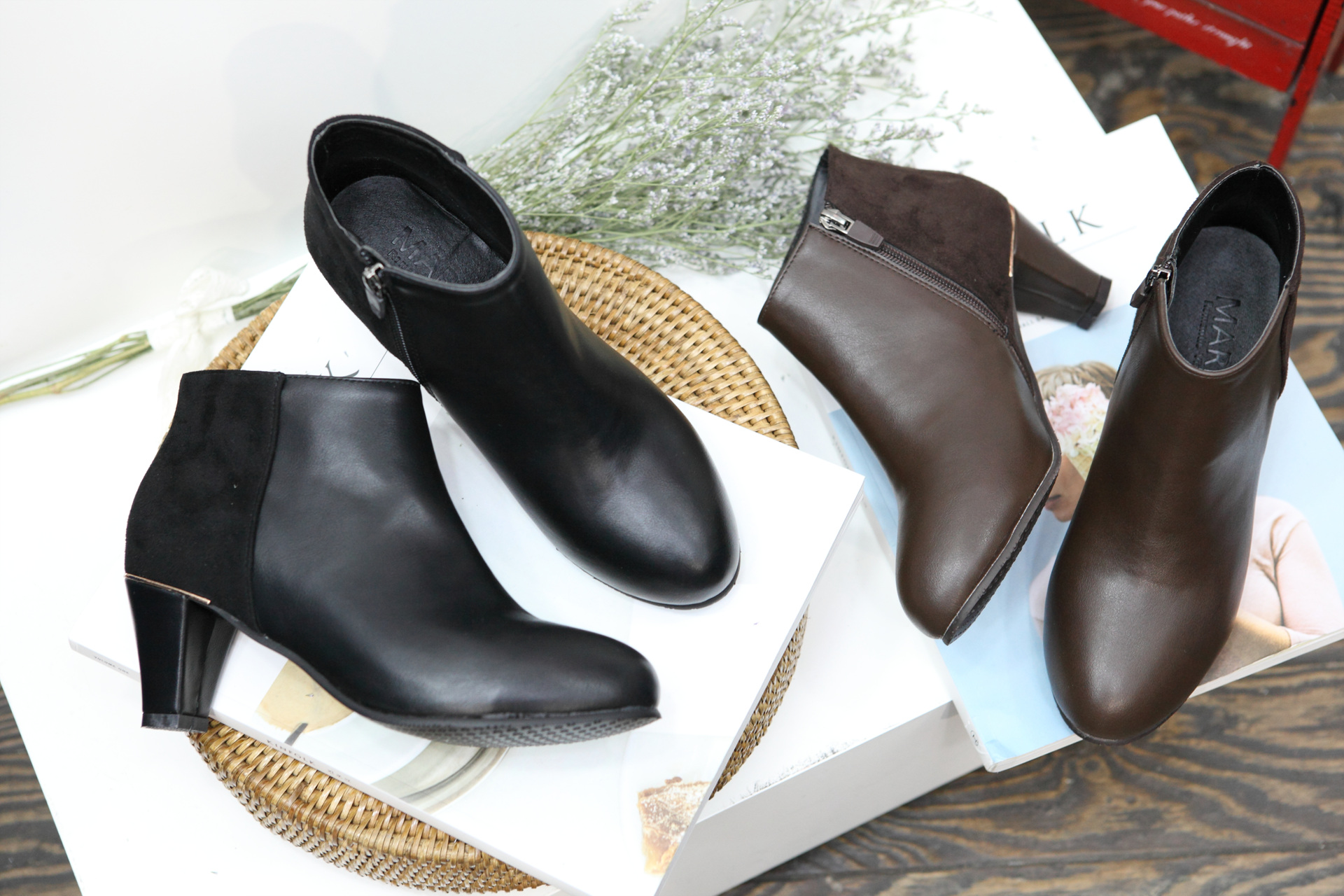 Color suede latex cushion angle boots 2 color shoe