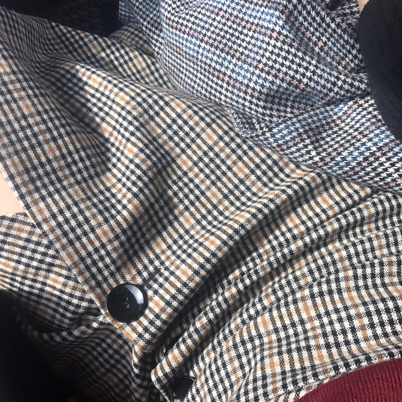 Check Long Button Skirt Wool Fall Winter