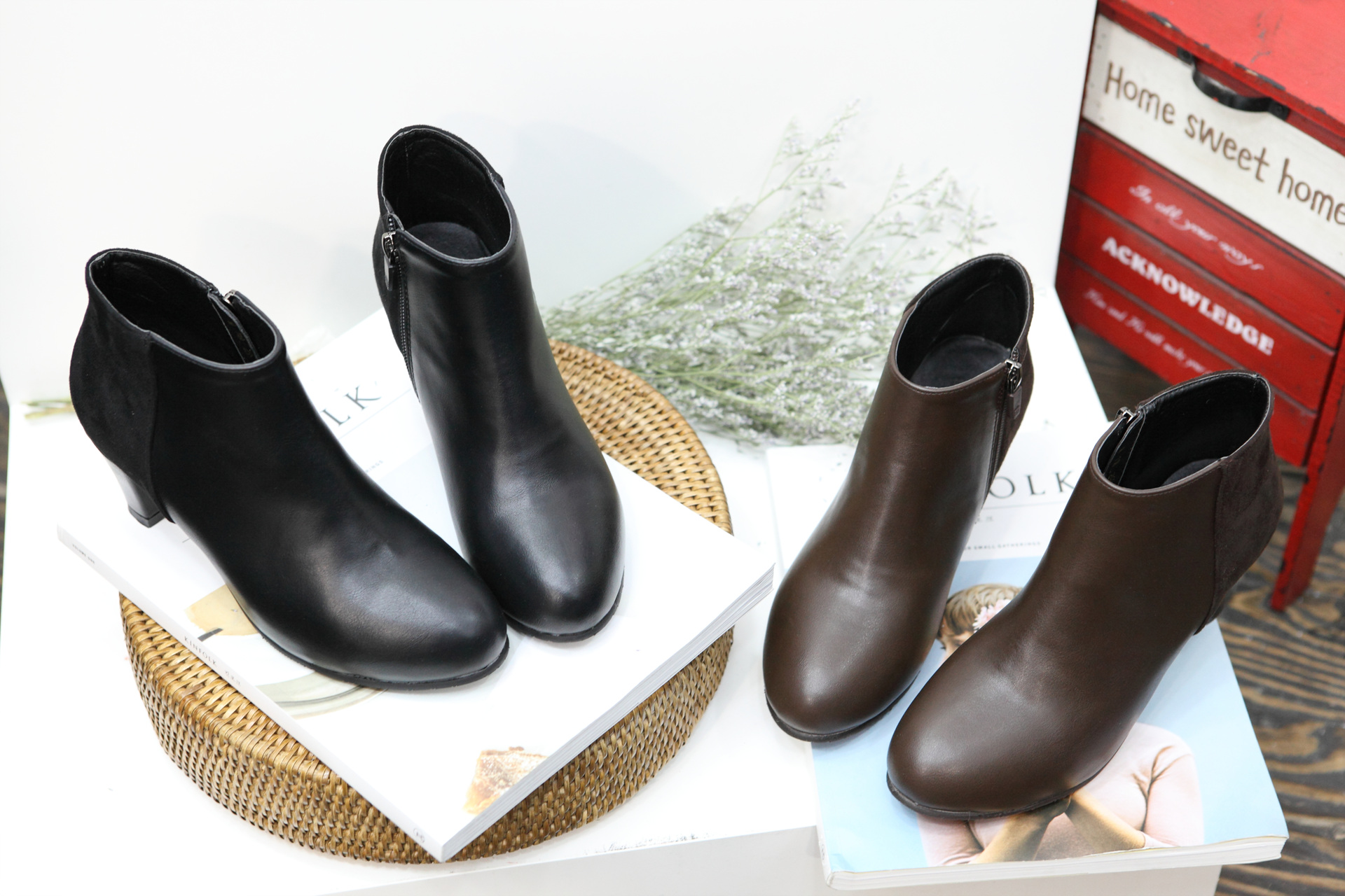 Color suede latex cushion angle boots 2 color shoe