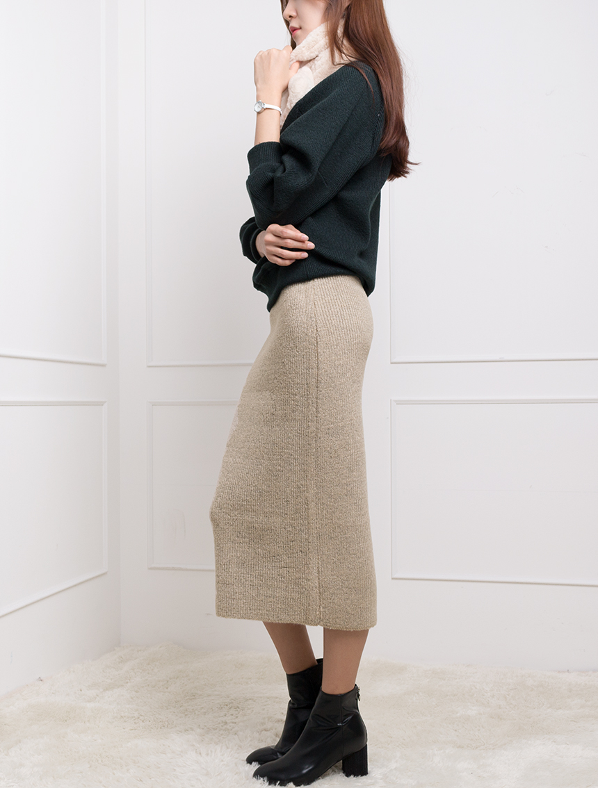Needle Nose H line Long knit skirt Skirt Women Lon