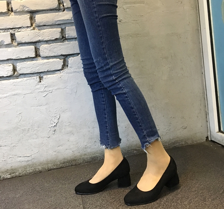 Suede Middle Heel Pumps 5cm 7cm Women's Shoes W