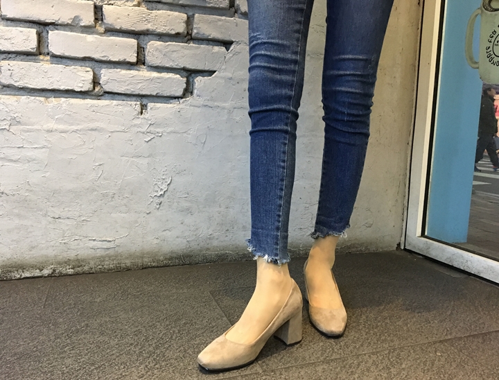 Suede Middle Heel Pumps 5cm 7cm Women's Shoes W