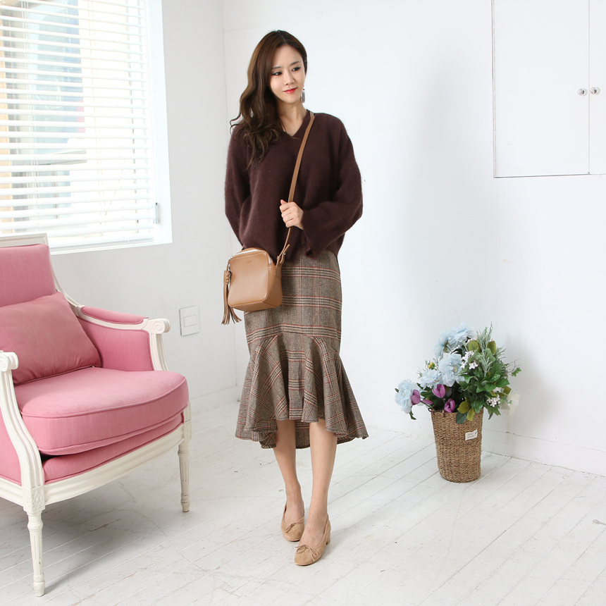 Checked Mermaid Unavailable Fall Winter Woolen Loo