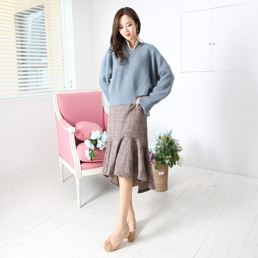 Checked Mermaid Unavailable Fall Winter Woolen Loo