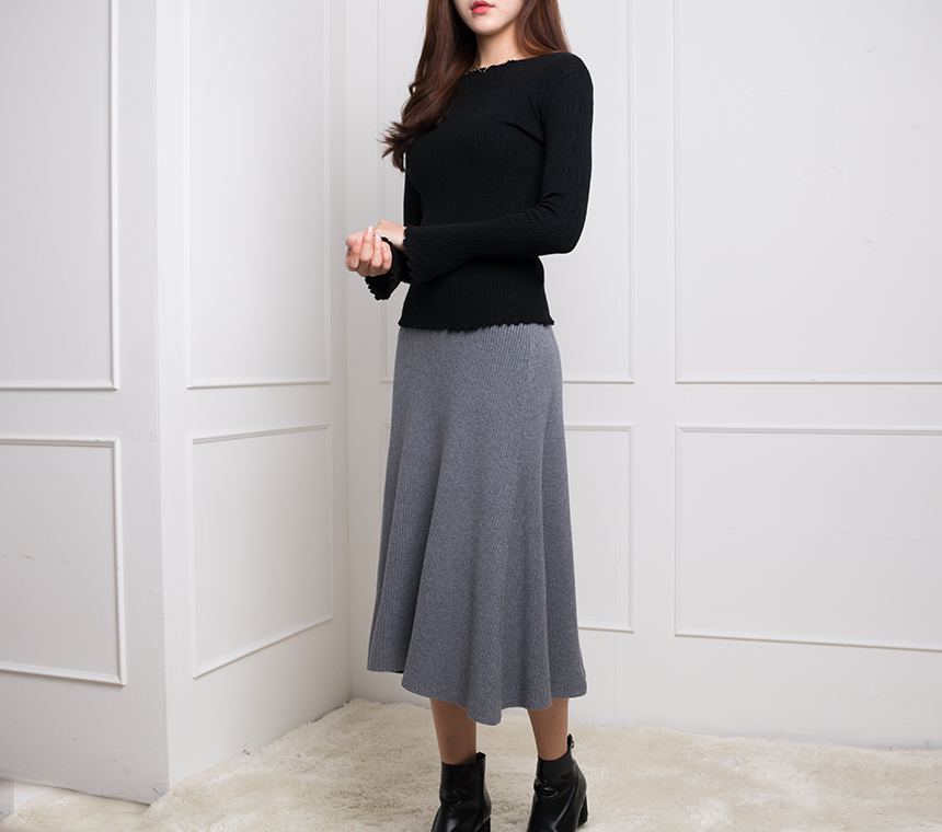 Needle nose flare knit long skirt high quality A l