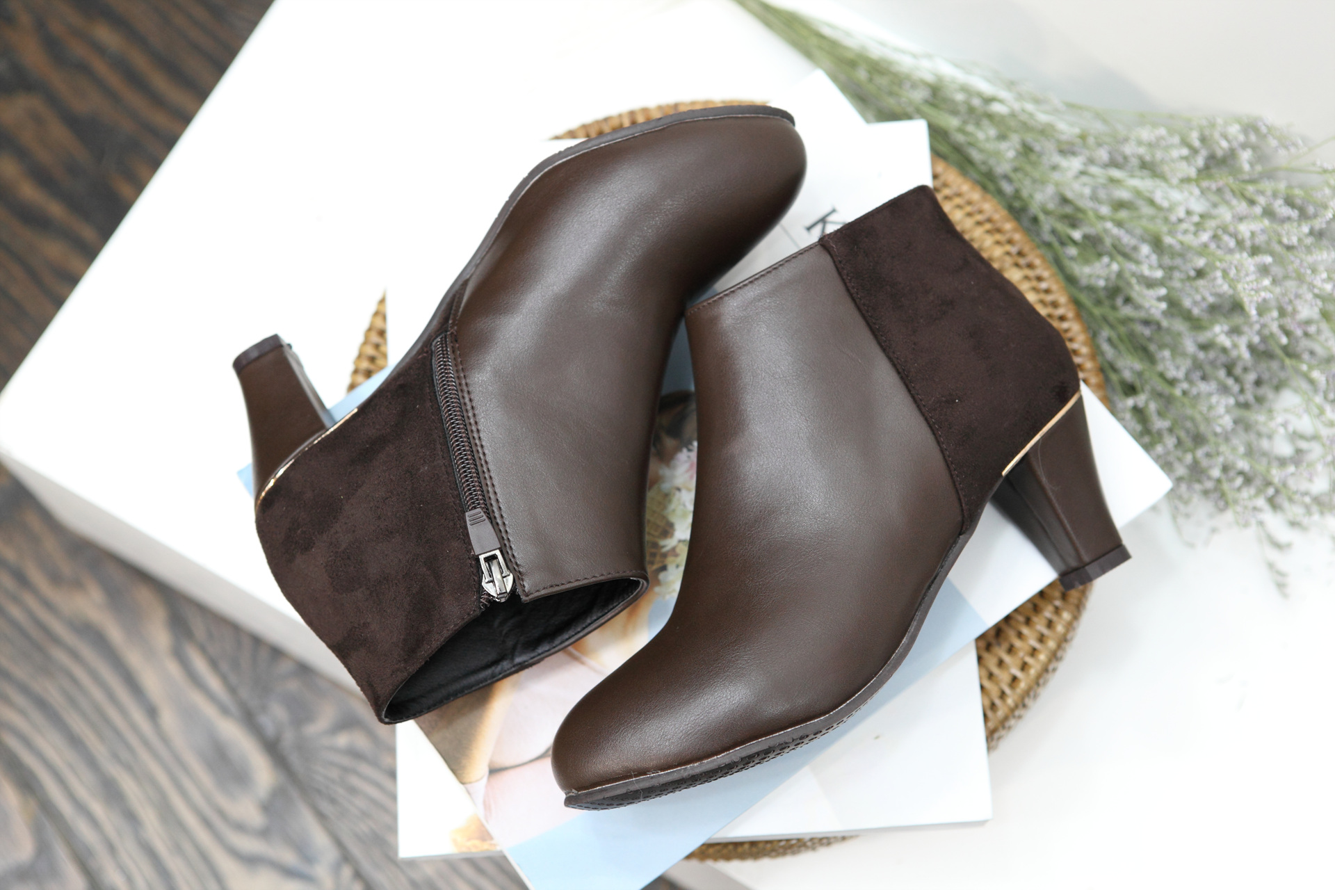 Color suede latex cushion angle boots 2 color shoe