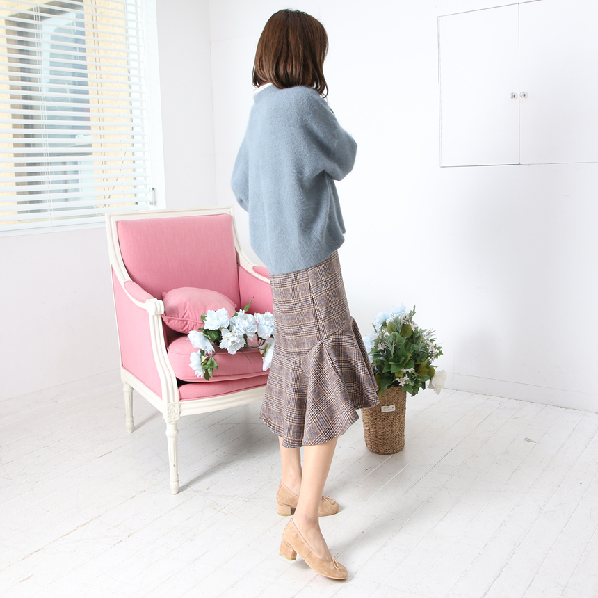 Checked Mermaid Unavailable Fall Winter Woolen Loo