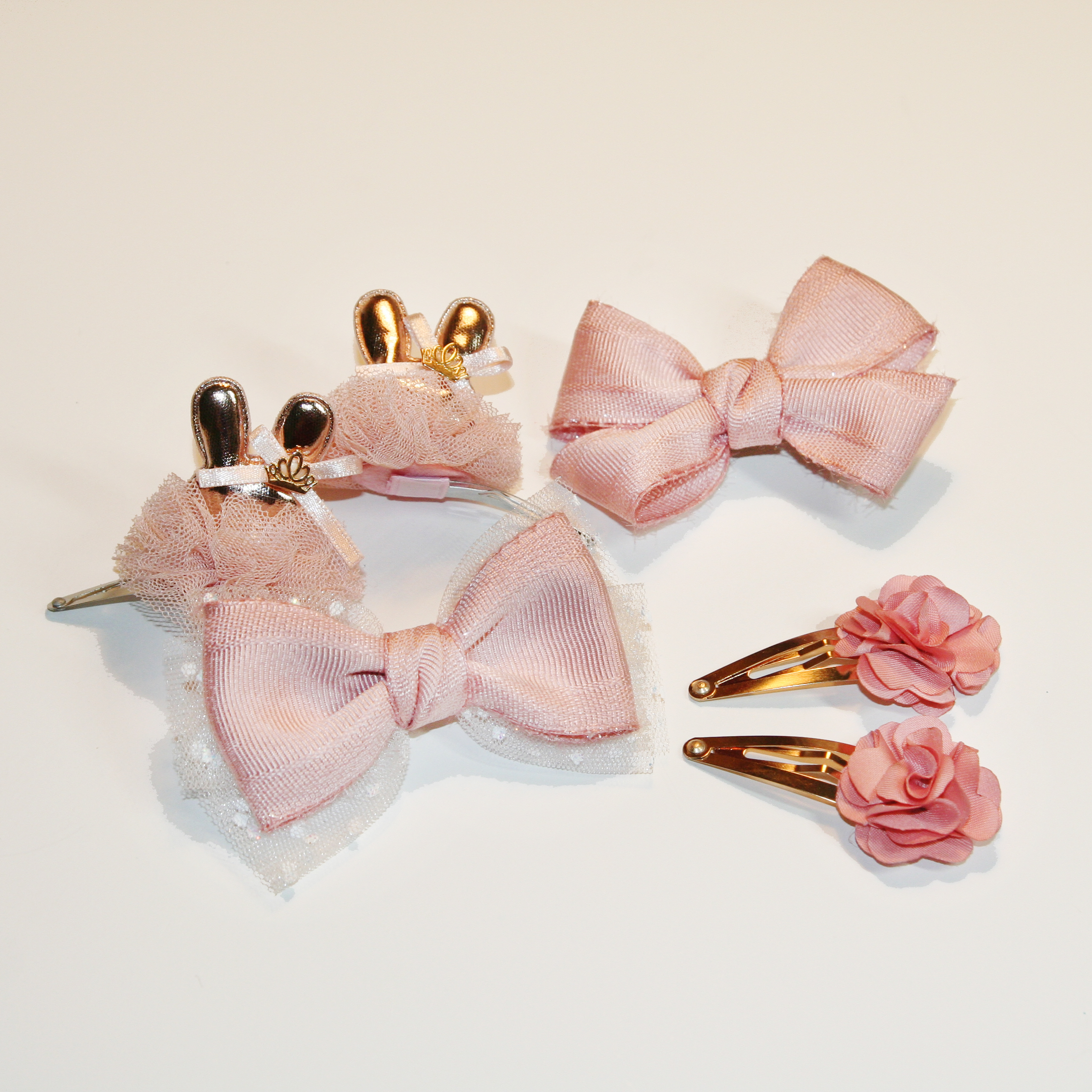 Hair Accessories Baby Pink Ribbon Pin Set Girl Hai