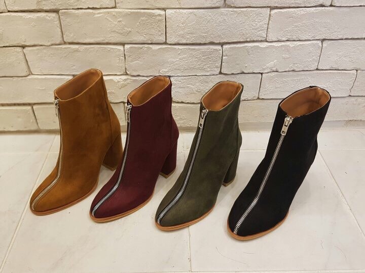 Elite Line Zipper Point Ankle Boots Suede Angle Fa