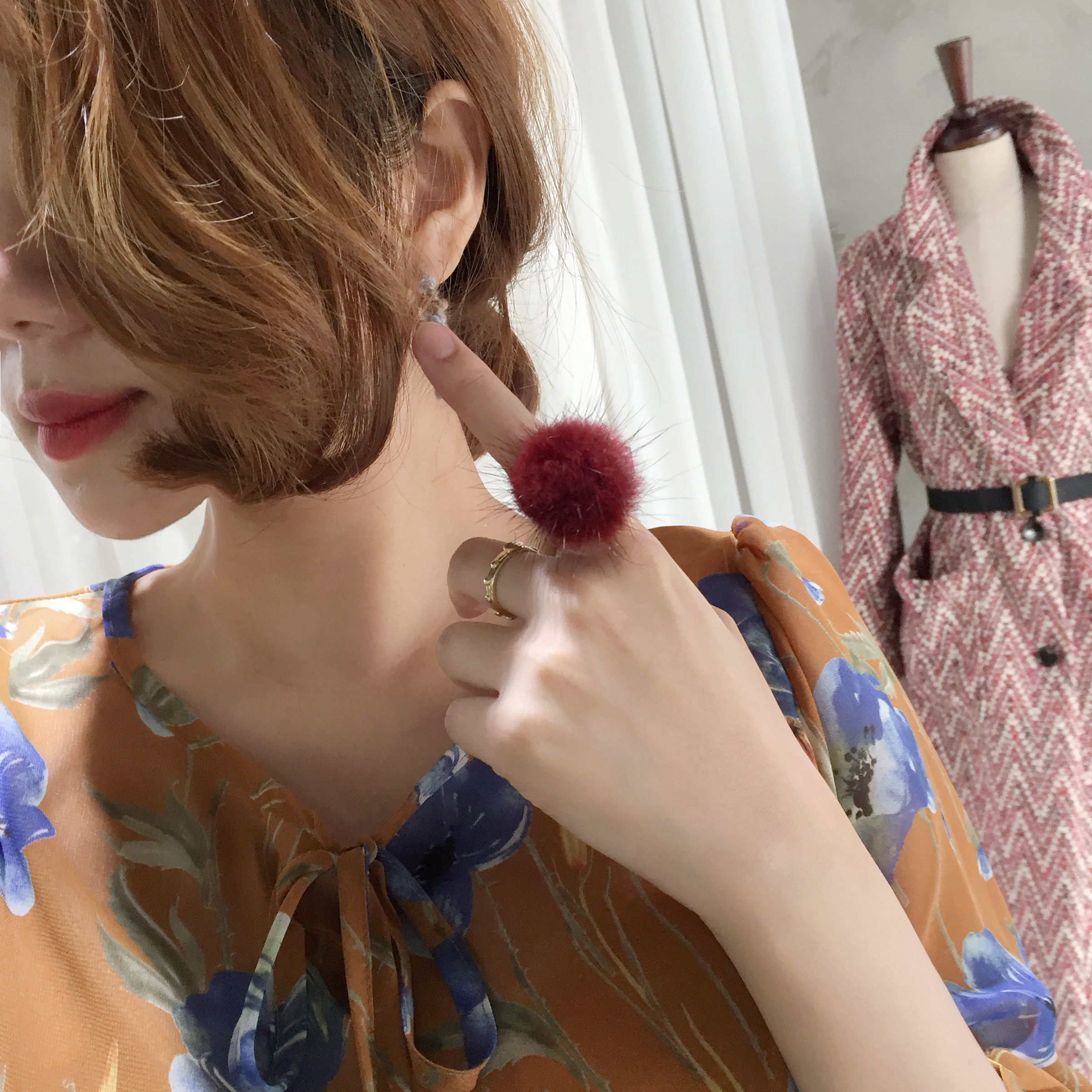 Hair Accessories Big Pong Pong Point Hairpin Mink 