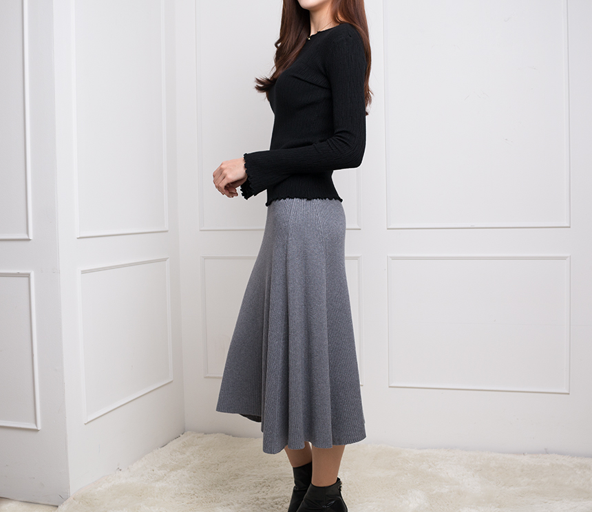 Needle nose flare knit long skirt high quality A l