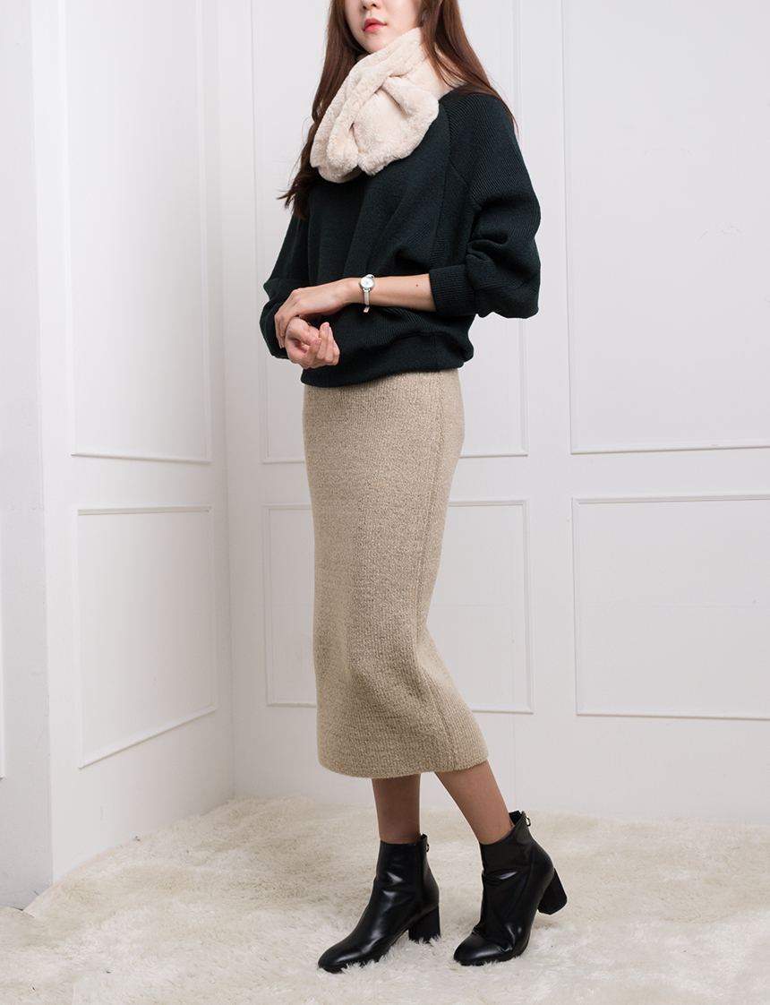Needle Nose H line Long knit skirt Skirt Women Lon