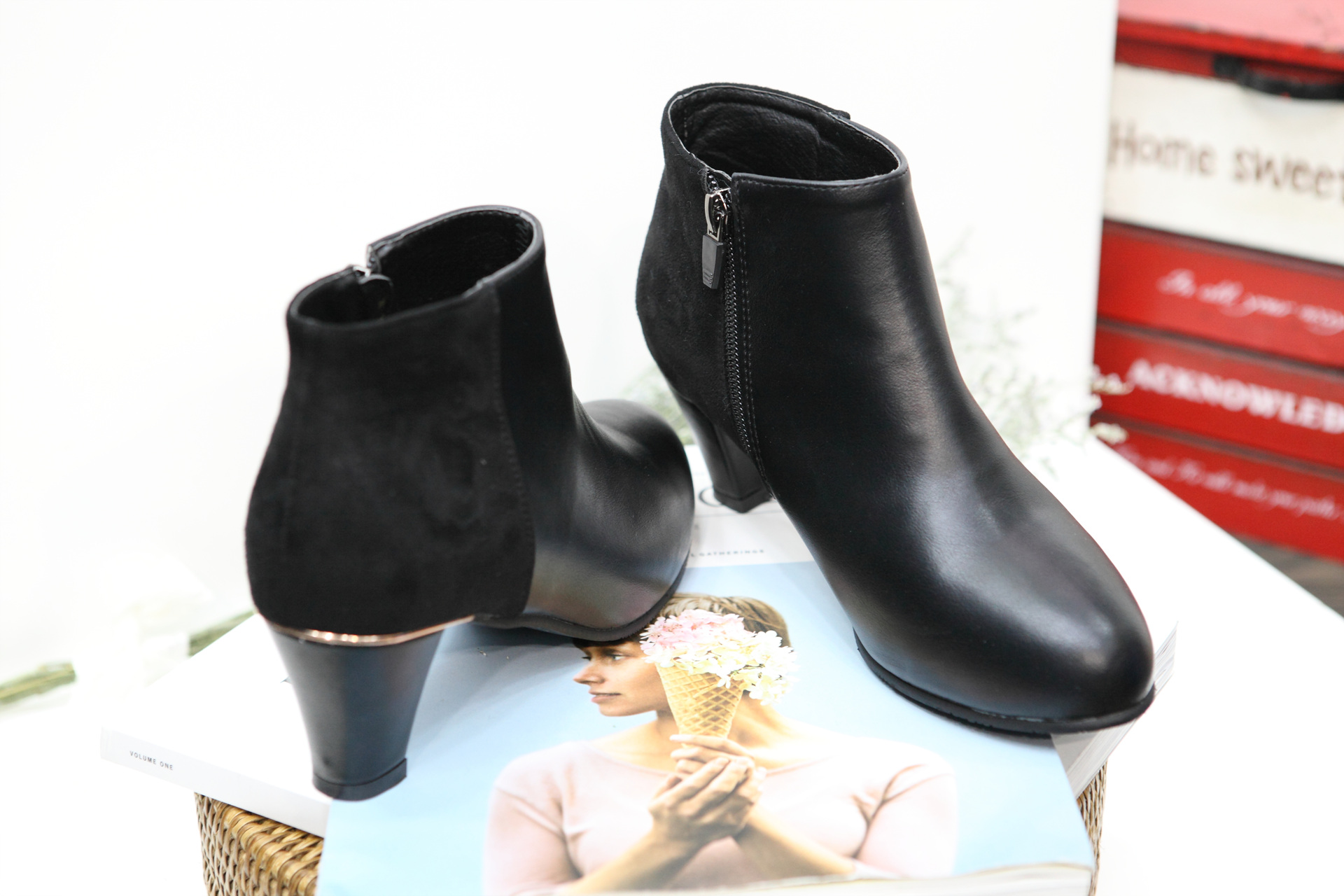 Color suede latex cushion angle boots 2 color shoe