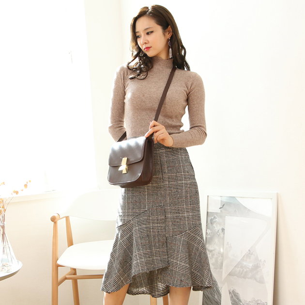 Checked Mermaid Unavailable Fall Winter Woolen Loo