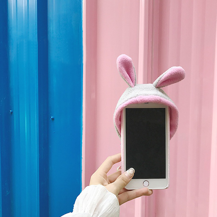 Rabbit hat Iphone 8 case plus strap card embroider