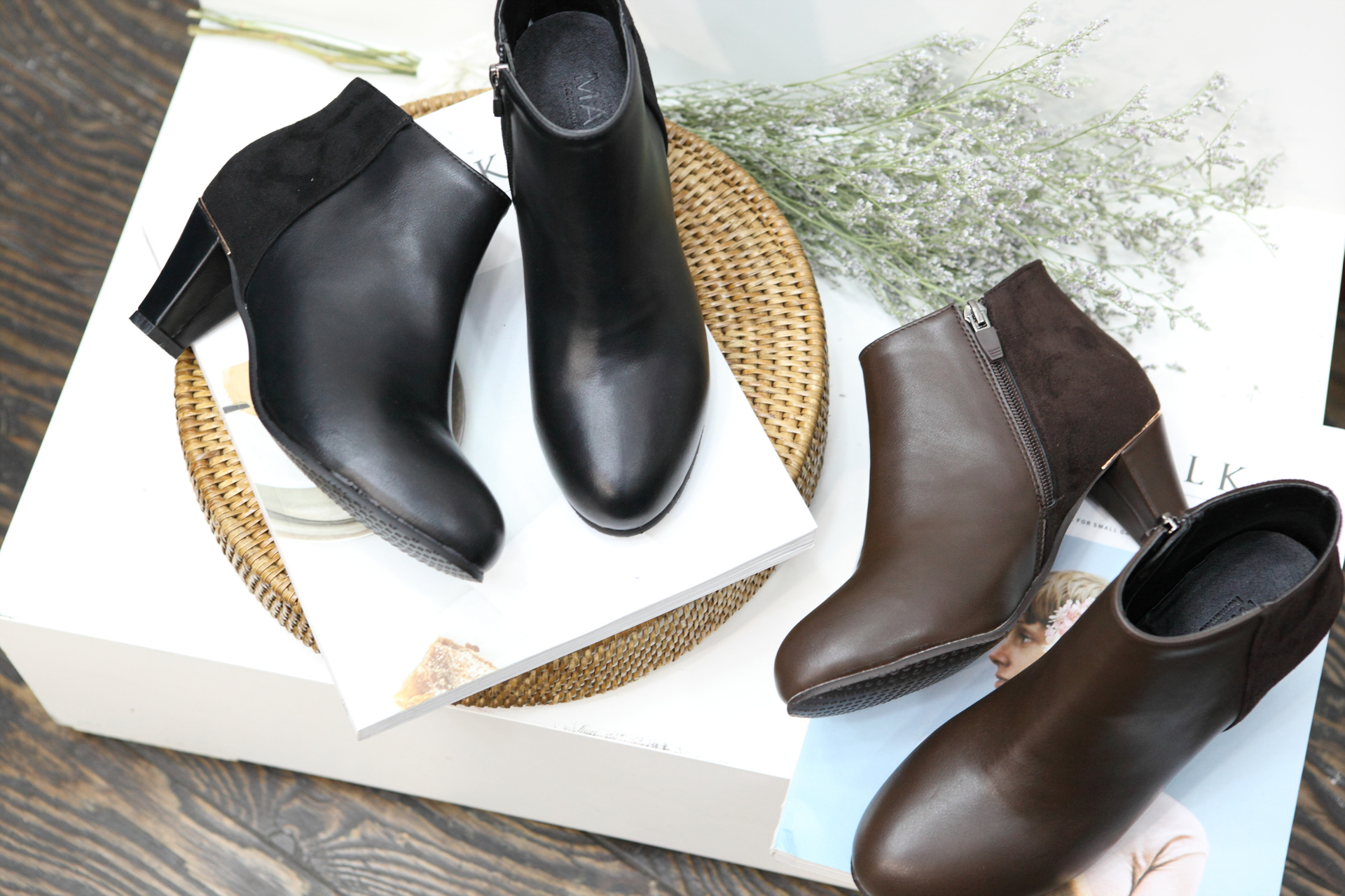 Color suede latex cushion angle boots 2 color shoe