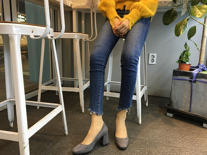 Suede Middle Heel Pumps 5cm 7cm Women's Shoes W
