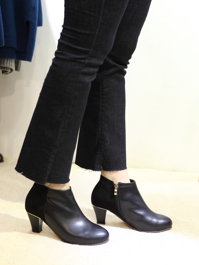 Color suede latex cushion angle boots 2 color shoe