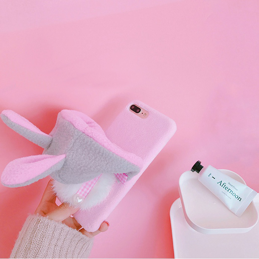 Rabbit hat Iphone 8 case plus strap card embroider