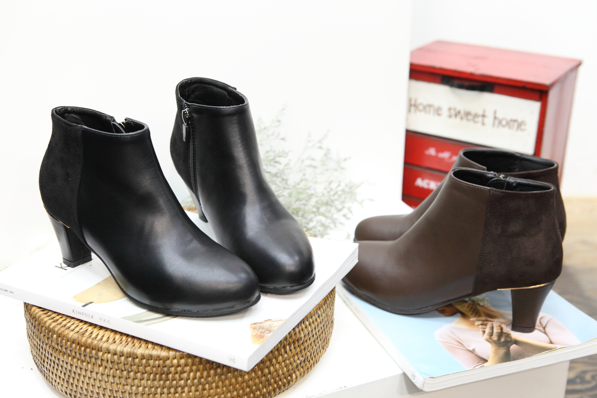 Color suede latex cushion angle boots 2 color shoe