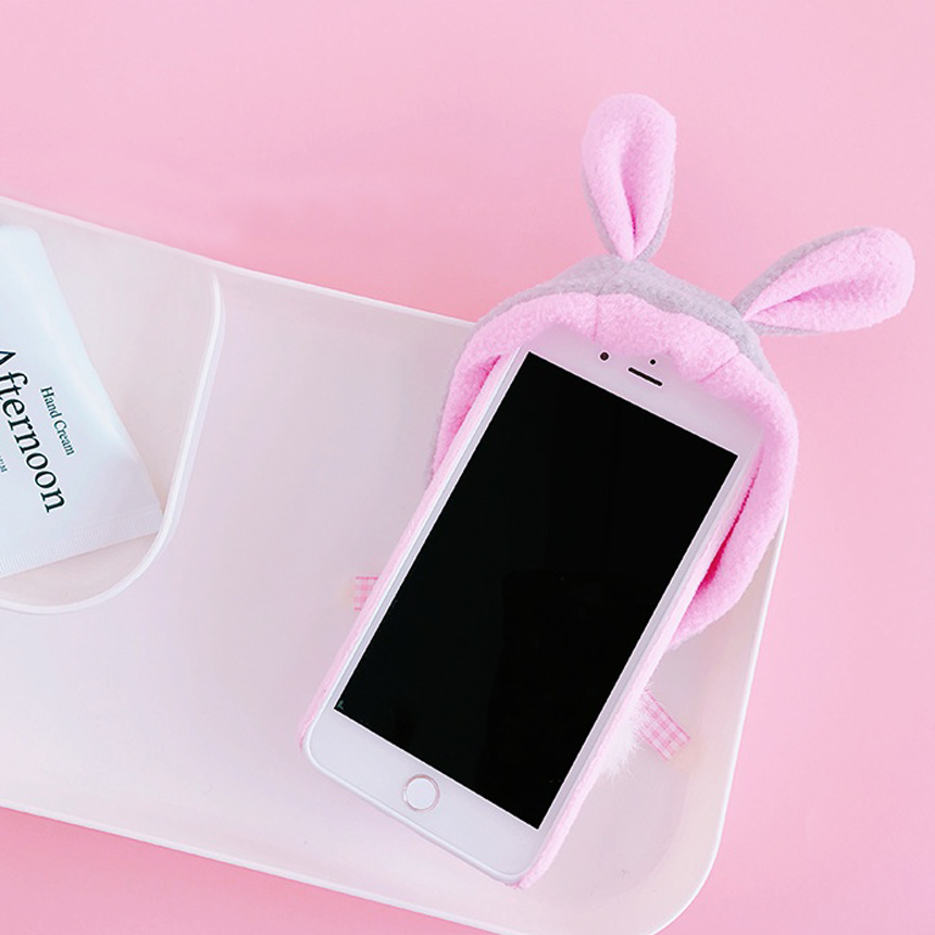 Rabbit hat Iphone 8 case plus strap card embroider