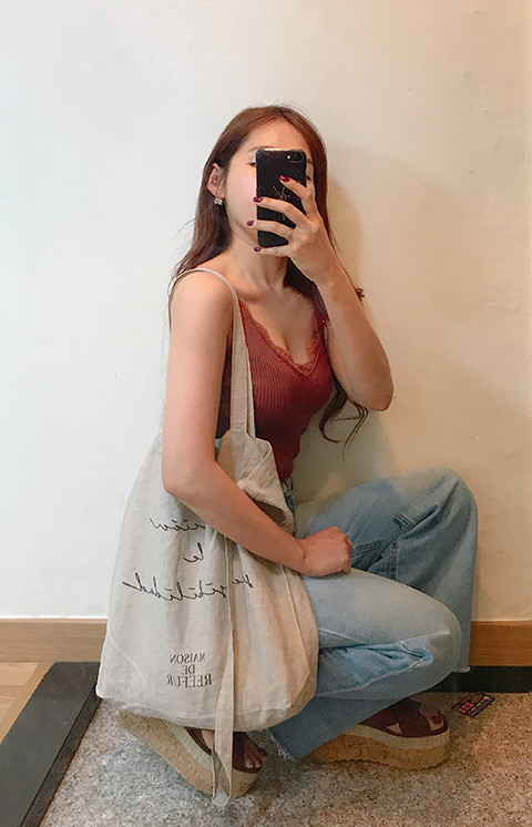 Maison Dripper Linen Eco Bag 4color Casual 20s Wom