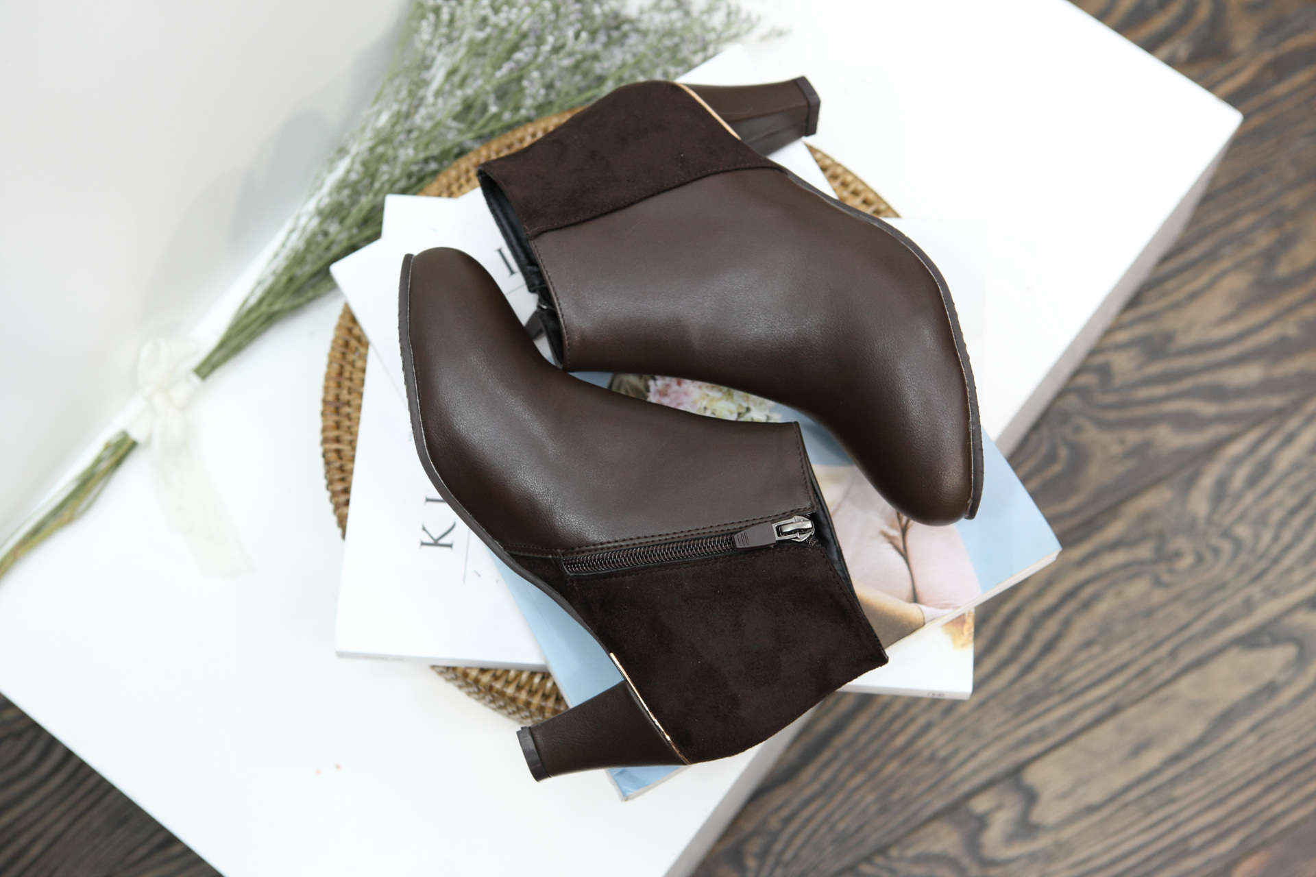 Color suede latex cushion angle boots 2 color shoe