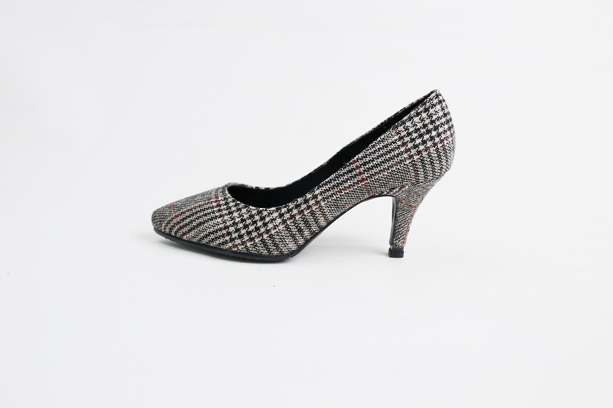 Fabric Check Pumps Lining, Middle-heeled Bashy bem