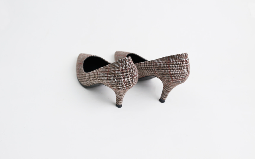 Fabric Check Pumps Lining, Middle-heeled Bashy bem