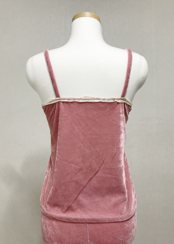 Velvet lace pajama gown 3pcs set 2color girl emoti