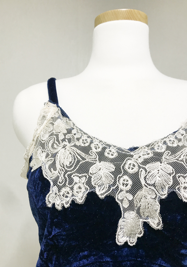 Velvet lace pajama gown 3pcs set 2color girl emoti